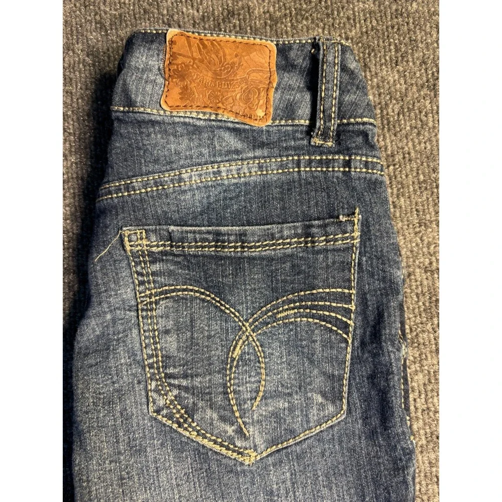 Paris Blues Skinny Jeans Womens‎ 1 Blue Denim Contrast Stitch Faded Whiskered
